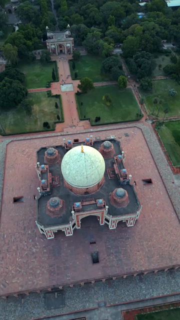 Vertical Aerial View of Humayun’s Tomb in New Delhi