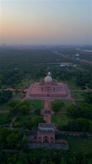 Vertical Aerial View of Humayun’s Tomb in New Delhi