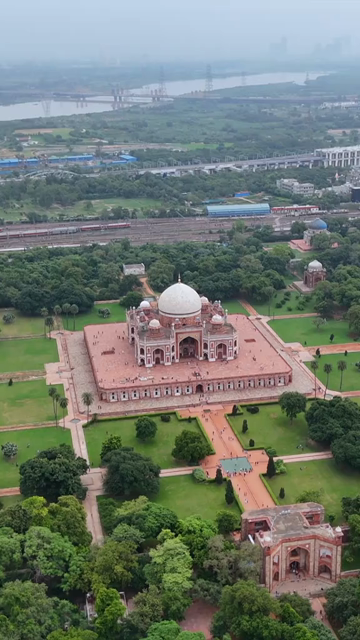 Vertical Aerial View of Humayuns Tomb in New Delhi India