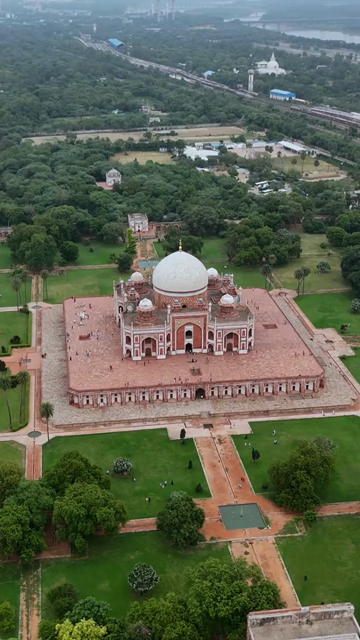 Vertical Aerial View of Humayuns Tomb in New Delhi India