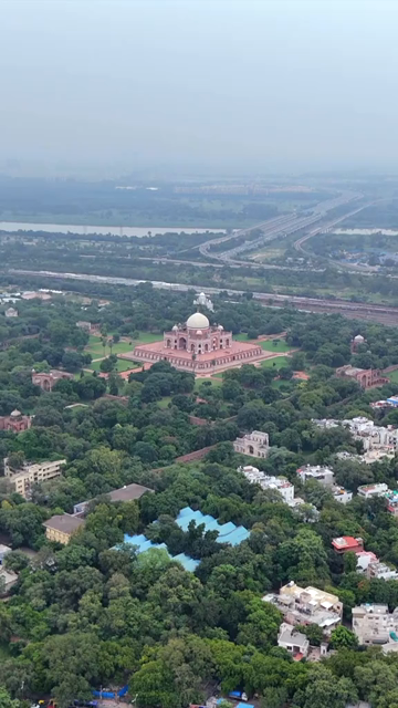 Vertical Aerial View of Humayuns Tomb in New Delhi India