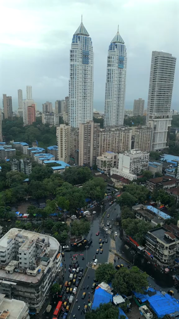 Vertical Aerial View of Imperial Towers and Mumbai Cityscape Maharashtra