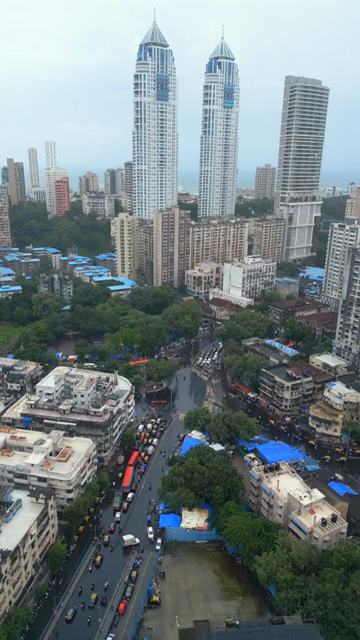 Vertical Aerial View of Imperial Towers and Mumbai Cityscape Maharashtra