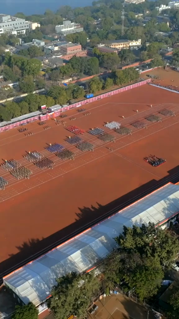 Vertical Aerial View of Independence Day Parade at Lal Parade Ground Bhopal