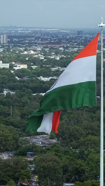 Vertical Aerial View of Indian National Flag at Vallabh Bhawan Bhopal Madhya Pradesh India