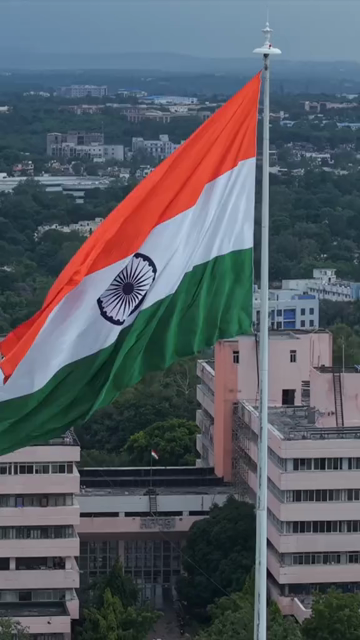 Vertical Aerial View of Indian National Flag at Vallabh Bhawan Bhopal Madhya Pradesh India