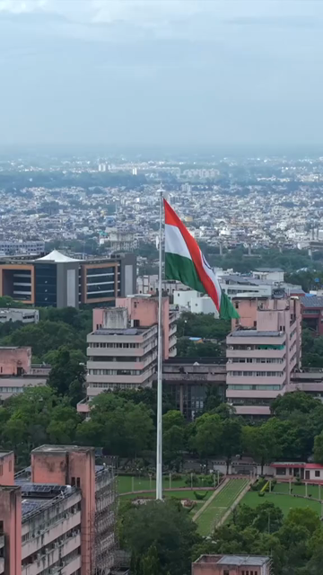Vertical Aerial View of Indian National Flag at Vallabh Bhawan Bhopal Madhya Pradesh India