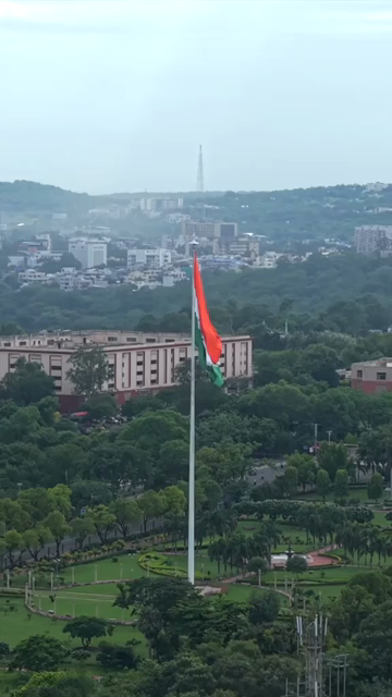 Vertical Aerial View of Indian National Flag at Vallabh Bhawan Bhopal Madhya Pradesh India