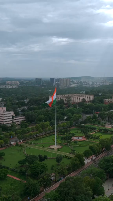 Vertical Aerial View of Indian National Flag at Vallabh Bhawan Bhopal Madhya Pradesh India