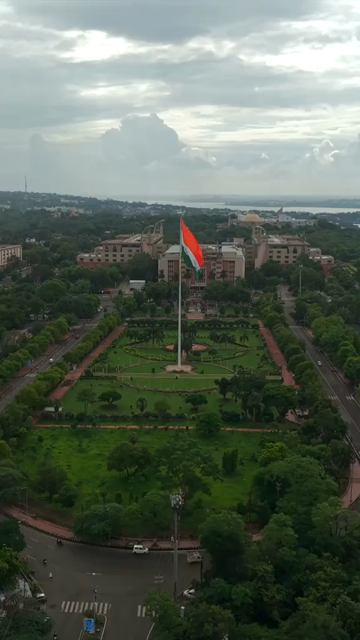 Vertical Aerial View of Indian National Flag at Vallabh Bhawan Bhopal Madhya Pradesh India