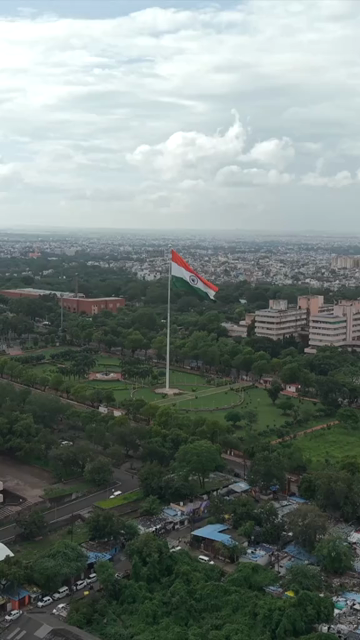 Vertical Aerial View of Indian National Flag at Vallabh Bhawan Bhopal Madhya Pradesh India