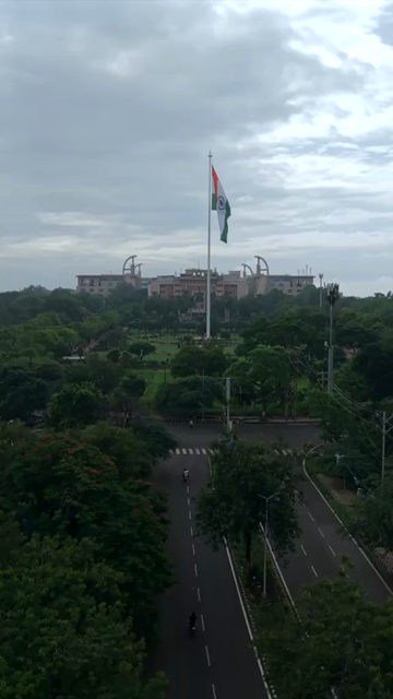 Vertical Aerial View of Indian National Flag at Vallabh Bhawan Bhopal Madhya Pradesh India