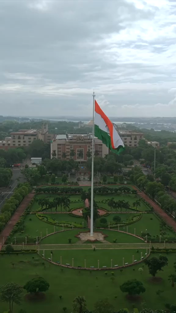 Vertical Aerial View of Indian National Flag at Vallabh Bhawan Bhopal Madhya Pradesh India