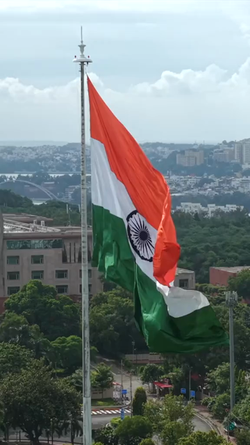 Vertical Aerial View of Indian National Flag at Vallabh Bhawan Bhopal Madhya Pradesh India