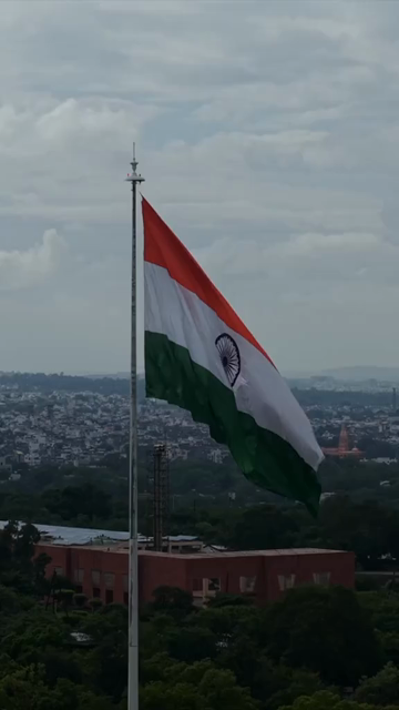 Vertical Aerial View of Indian National Flag at Vallabh Bhawan Bhopal Madhya Pradesh India