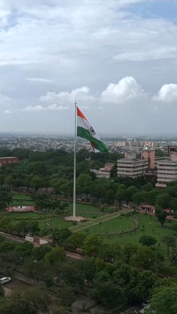 Vertical Aerial View of Indian National Flag at Vallabh Bhawan Bhopal Madhya Pradesh India