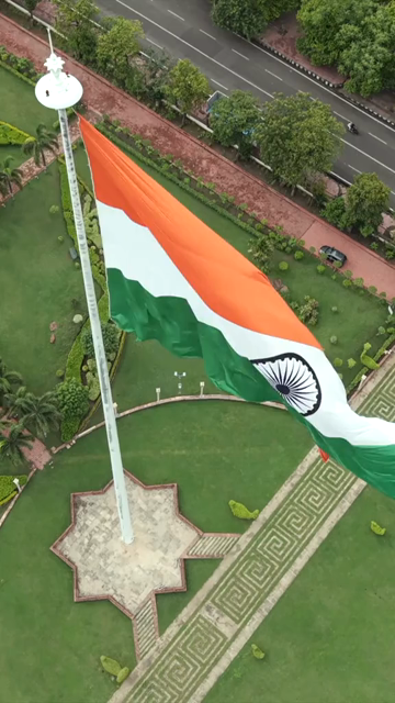 Vertical Aerial View of Indian National Flag at Vallabh Bhawan Bhopal Madhya Pradesh India