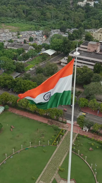 Vertical Aerial View of Indian National Flag at Vallabh Bhawan Bhopal Madhya Pradesh India