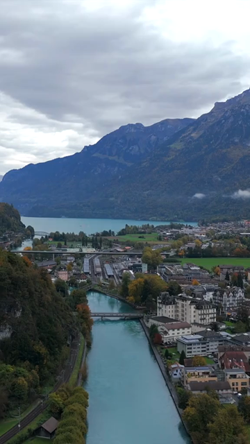 Vertical Aerial View of Interlaken Switzerland