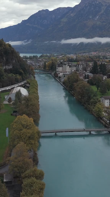 Vertical Aerial View of Interlaken Switzerland