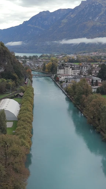 Vertical Aerial View of Interlaken Switzerland