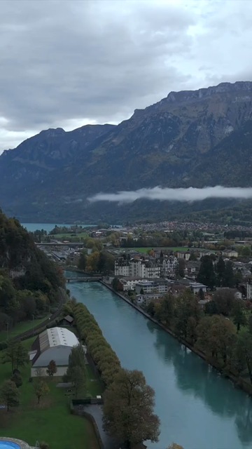 Vertical Aerial View of Interlaken Switzerland
