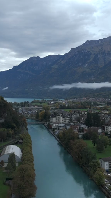 Vertical Aerial View of Interlaken Switzerland