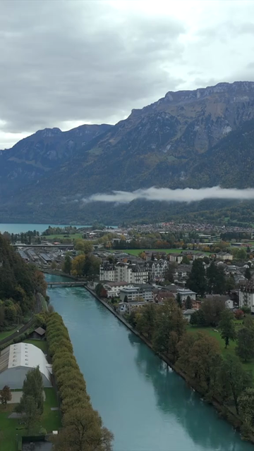 Vertical Aerial View of Interlaken Switzerland