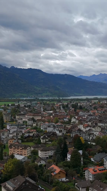 Vertical Aerial View of Interlaken Switzerland