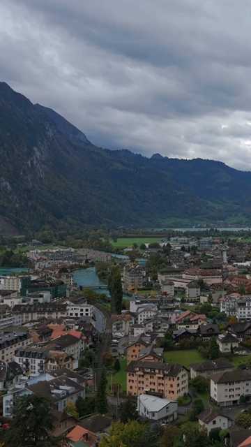 Vertical Aerial View of Interlaken Switzerland