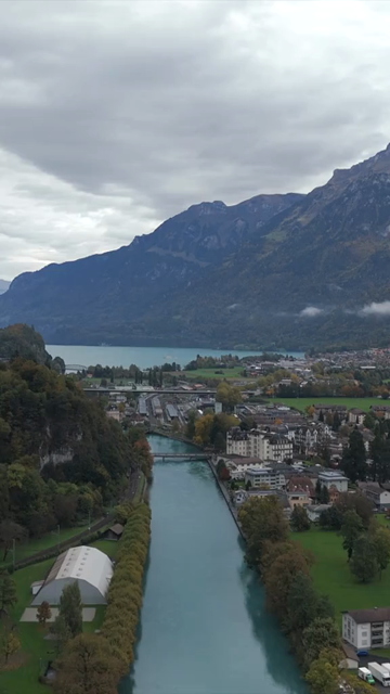 Vertical Aerial View of Interlaken Switzerland
