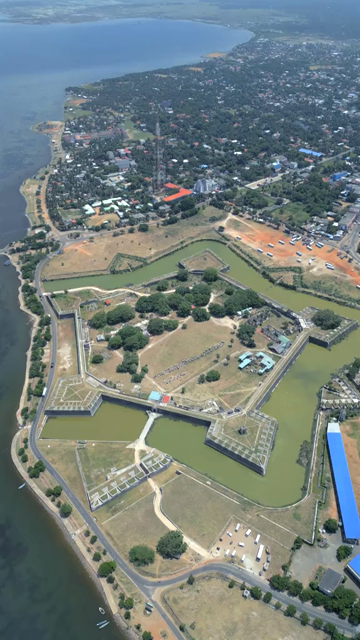 Vertical Aerial View of Jaffna Fort and Jaffna Lagoon Sri Lanka