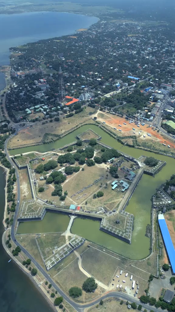 Vertical Aerial View of Jaffna Fort and Jaffna Lagoon Sri Lanka