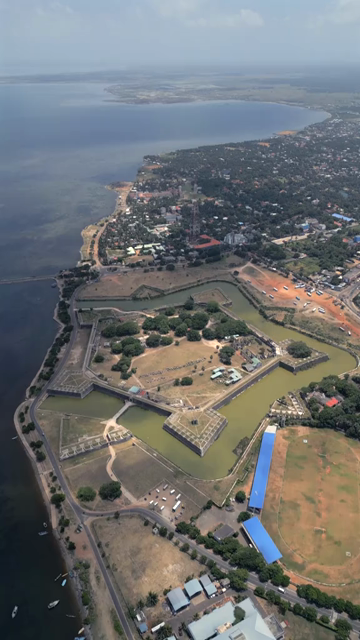 Vertical Aerial View of Jaffna Fort and Jaffna Lagoon Sri Lanka