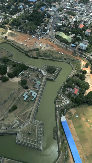 Vertical Aerial View of Jaffna Fort and Jaffna Lagoon Sri Lanka