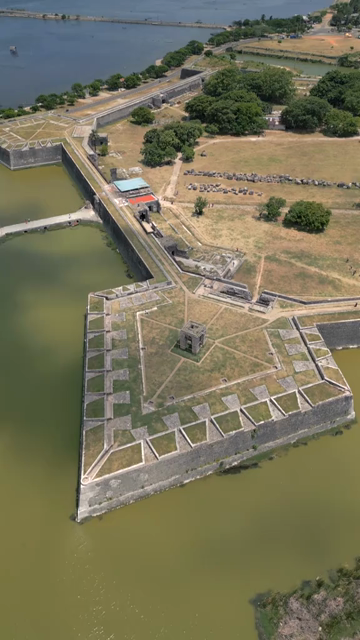 Vertical Aerial View of Jaffna Fort and Jaffna Lagoon Sri Lanka