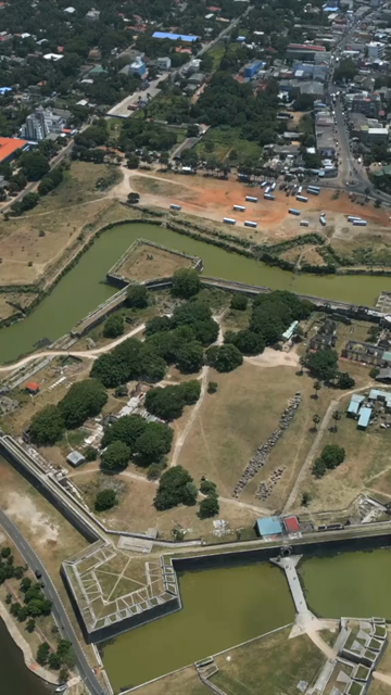 Vertical Aerial View of Jaffna Fort and Jaffna Lagoon Sri Lanka