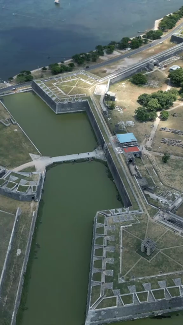 Vertical Aerial View of Jaffna Fort and Jaffna Lagoon Sri Lanka
