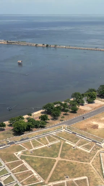 Vertical Aerial View of Jaffna Fort and Jaffna Lagoon Sri Lanka