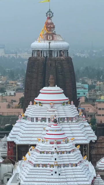 Vertical Aerial View of Jagannath Temple in Puri, Odisha, India