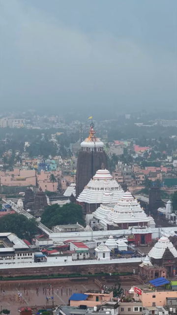 Vertical Aerial View of Jagannath Temple in Puri, Odisha, India