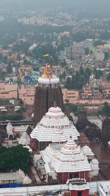 Vertical Aerial View of Jagannath Temple in Puri, Odisha, India