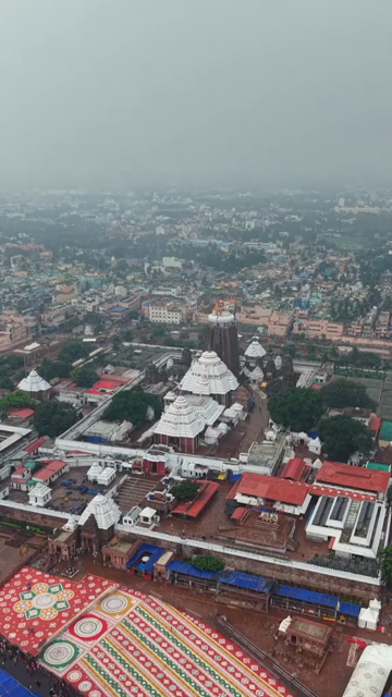 Vertical Aerial View of Jagannath Temple in Puri, Odisha, India