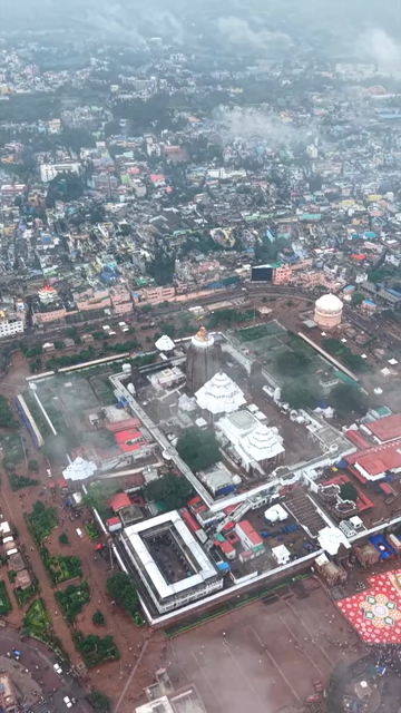 Vertical Aerial View of Jagannath Temple in Puri, Odisha, India