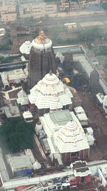 Vertical Aerial View of Jagannath Temple in Puri, Odisha, India