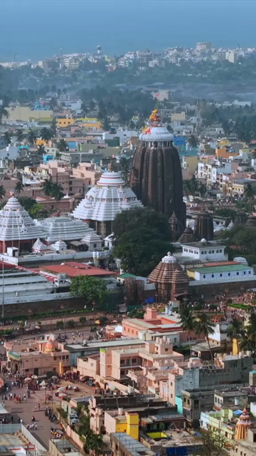 Vertical Aerial View of Jagannath Temple in Puri, Odisha, India