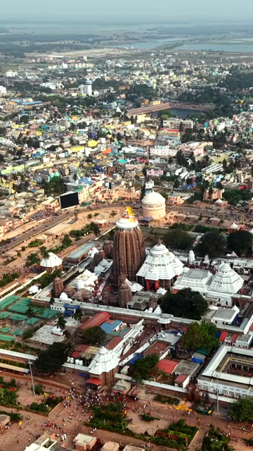 Vertical Aerial View of Jagannath Temple in Puri, Odisha, India