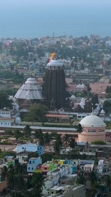 Vertical Aerial View of Jagannath Temple in Puri, Odisha, India