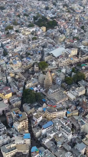 Vertical Aerial View of Jagdish Temple Udaipur Rajasthan India