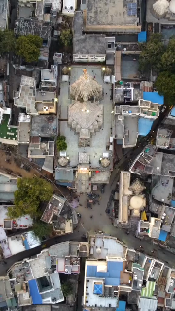 Vertical Aerial View of Jagdish Temple Udaipur Rajasthan India